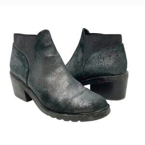 Eileen Fisher Dome Gore Cuff Distressed Metallic Leather Ankle Booties - Size 8
